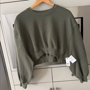 BP Olive Green Casual Cropped Top